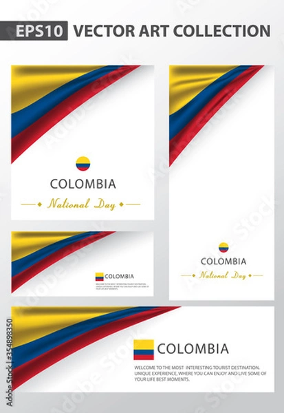 Obraz COLOMBIA Colors Background Collection, COLOMBIAN National Flag (Vector Art)

