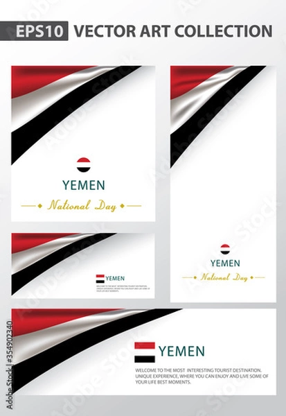 Fototapeta YEMEN Colors Background Collection, YEMENI National Flag (Vector Art)
