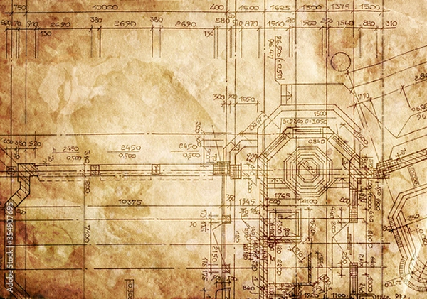 Obraz vintage architectural drawing