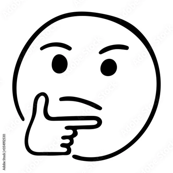 Obraz Thinking Face emoji. Doodle thinking emoji
