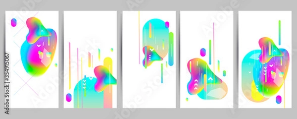 Obraz Set of templates for social media in the style of Minimal covers design. Colorful halftone gradients. Future geometric patterns. EPS10 vector