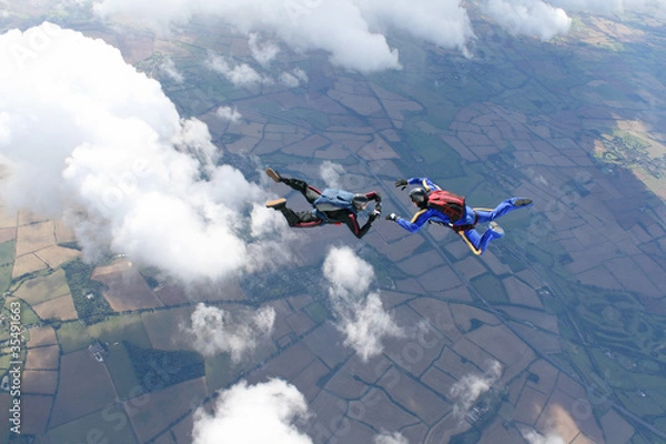 Fototapeta Two skydivers in freefall