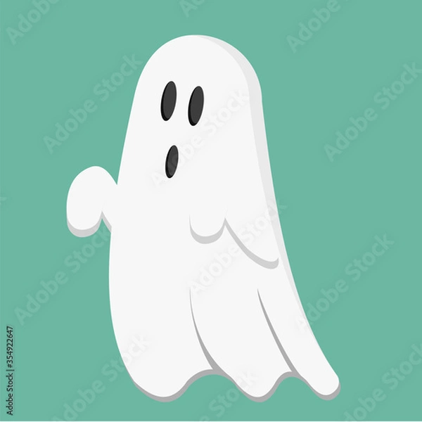 Fototapeta A cute ghost that flies above the ground for Halloween