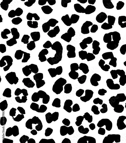 Fototapeta Leopard print seamless background pattern. Black and white