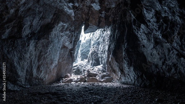 Fototapeta spooky cave in Guernsey