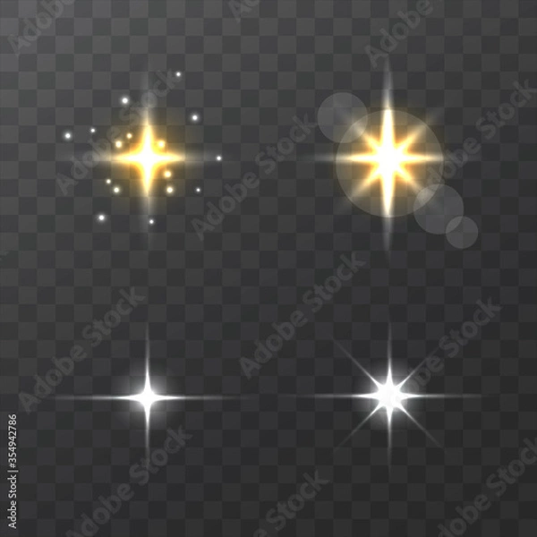 Fototapeta Vector flare and glow. Light effect on a transparent background.