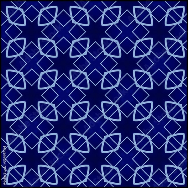 Fototapeta seamless pattern with blue tiles