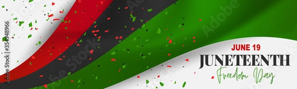 Fototapeta Juneteenth Freedom Day. 19 June African American Emancipation Day. Annual American holiday. Black, red, and green banner or header background with lettering. Vector illustration.