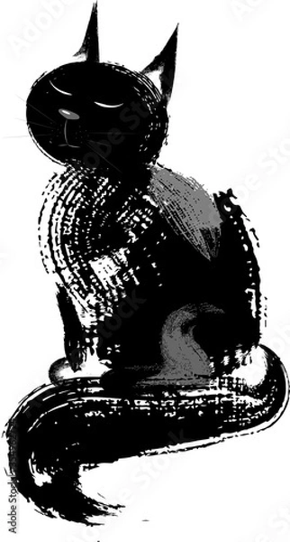 Fototapeta Cat brushes vector illustration art