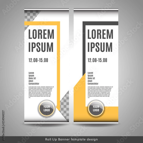 Obraz Roll Up banner template design with striped background.