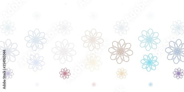 Fototapeta Light Blue, Red vector doodle pattern with flowers.