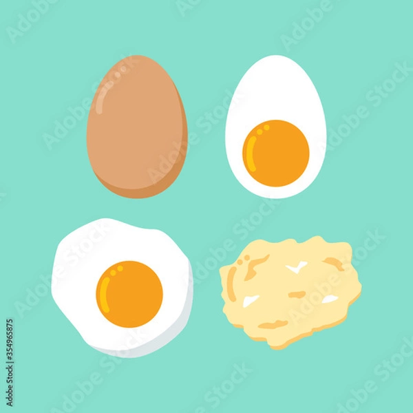 Obraz set of egg, raw, boiled, fried, scramble egg, egg menu