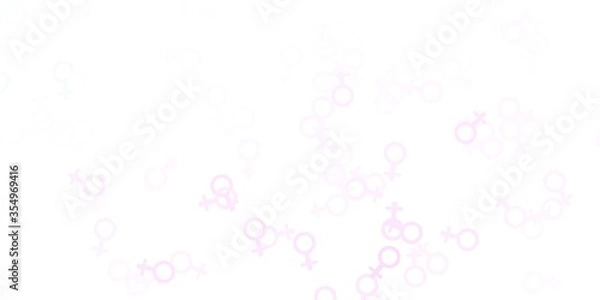 Obraz Light Pink, Yellow vector pattern with feminism elements.