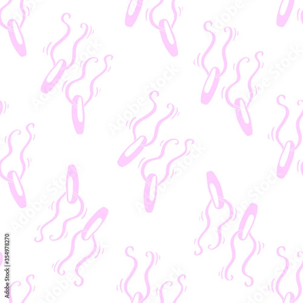 Fototapeta Ballet slippers silhouette seamless pattern. Dancing shoes vector illustration. Isolated on white background. Repeating design for textile, wallpaper.