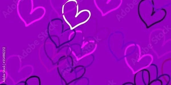 Obraz Light Purple vector background with hearts.