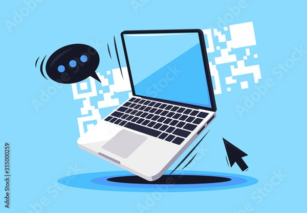 Fototapeta Vector illustration of an open laptop computer