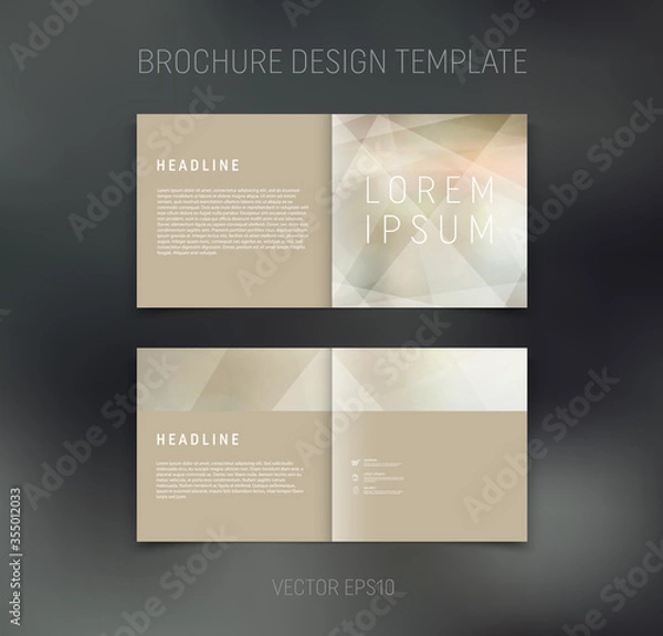 Obraz Vector brochure, booklet, presentation design template with beige geometric low poly abstract background