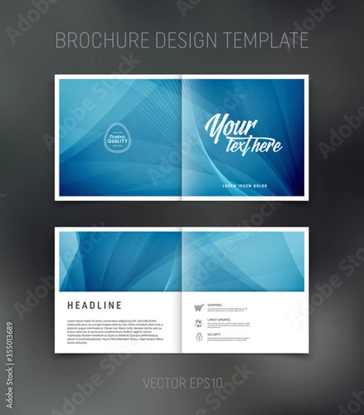 Fototapeta Vector brochure, booklet, presentation design template with green geometric low poly abstract background