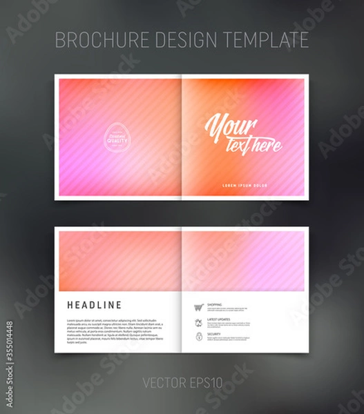 Obraz Vector brochure, booklet, presentation design template with pink abstract background