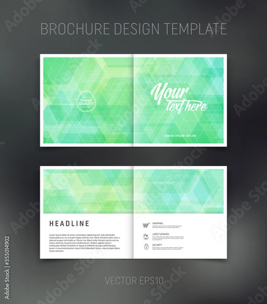 Obraz Vector brochure, booklet, presentation design template with light green geometric abstract background