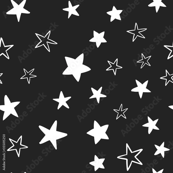 Fototapeta Star doodles seamless pattern. Hand drawn stars background texture.