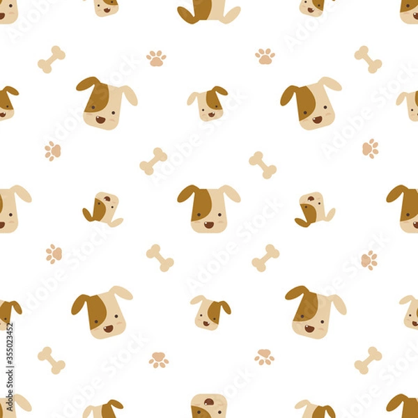 Obraz Jack Russell dog seamless vector pattern on white background.