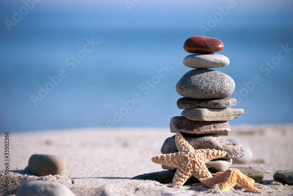 Fototapeta Steinstapel mit Seestern