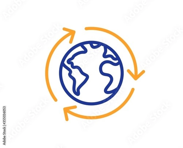 Fototapeta Global business line icon. International outsourcing sign. Internet marketing symbol. Colorful thin line outline concept. Linear style outsourcing icon. Editable stroke. Vector