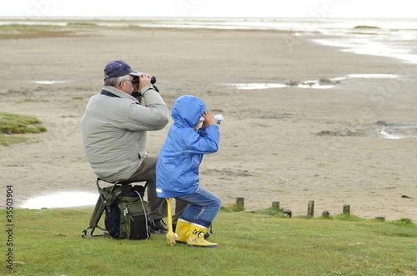 Obraz Vogelkundler im Watt