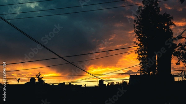 Obraz Sunset over suburbs