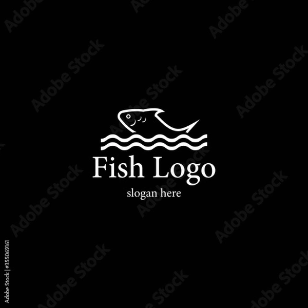 Fototapeta Fish logo template creative vector symbol of fishing club or online