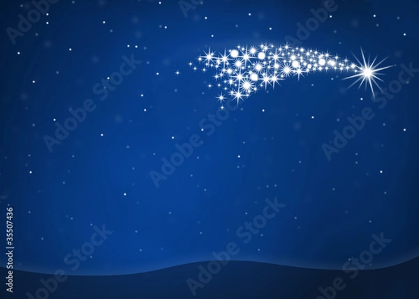 Fototapeta X-MAS *** falling star - blue background