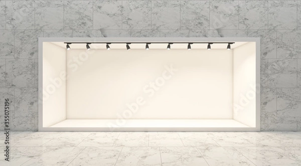 Obraz Shop window display, Empty storefront, Showcase on the street.mock up 3D render