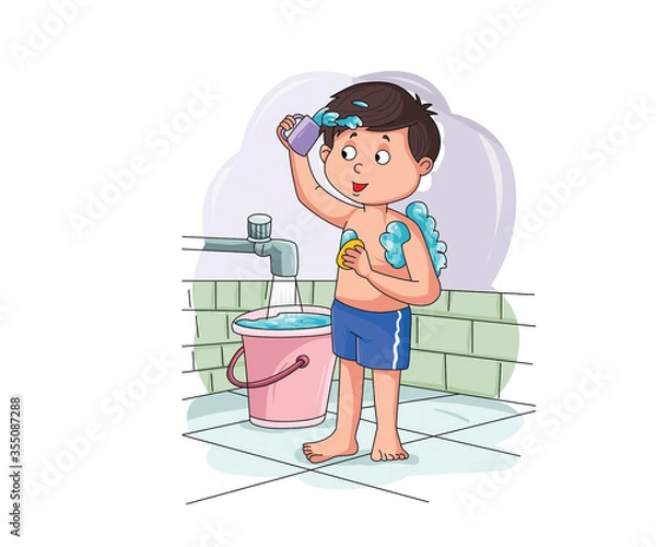 Obraz a boy bathing