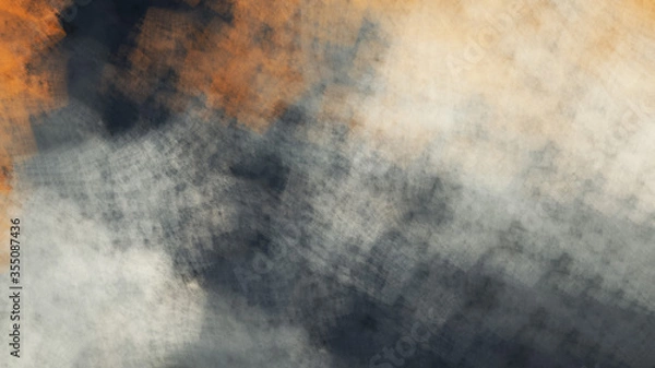 Fototapeta Streszczenie kolorowe chaotyczne pomarańczowe i szare kształty. Kreatywna pomalowana tekstura. Fantastyczna cyfrowa ilustracja fraktalna renderowana 3D.