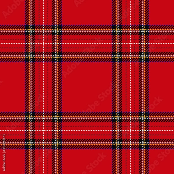 Fototapeta Tartan plaid seamless pattern red color background. Flannel shirts , Vector illustration for wallpapers, White blue yellow green black line color fabric , Scottish cage .