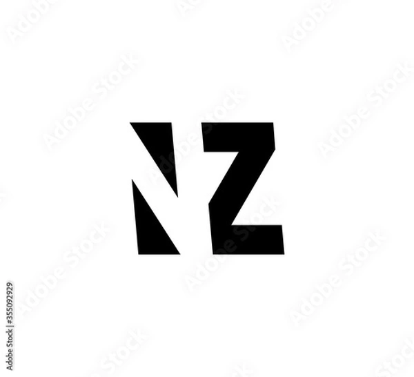 Fototapeta Initial letters Logo black positive/negative space NZ