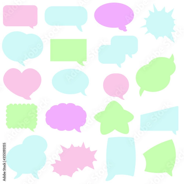 Fototapeta Speech bubble  icon set. Vector illustration. Think sticker, Comment speech and talk bubble. Color cloud. 