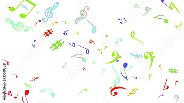 Fototapeta Musical Signs. Modern Background with Notes. Vector Element for Musical Poster, Banner, Advertising, Card. Minimalistic Simple Background.
