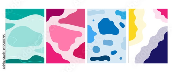 Fototapeta Set cover pack of hand drawing various abstract element dynamic shape backgrounds. Compositions of minimal graphic dynamical colored spot and geometric form. Contemporary art modern and trendy.