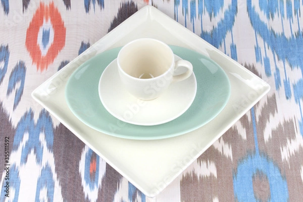 Fototapeta colored plate cuup coffe tableware kitchenware 
