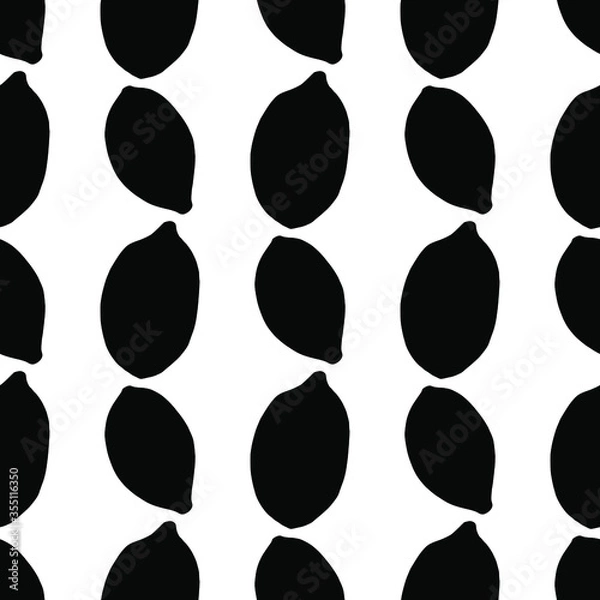 Fototapeta Fruit silhouette isolated on white background seamless pattern. Repeating vector illustration.