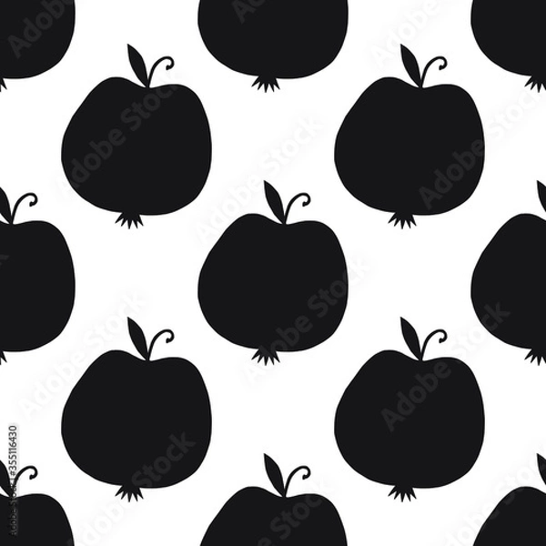Fototapeta Fruit silhouette isolated on white background seamless pattern. Repeating vector illustration.