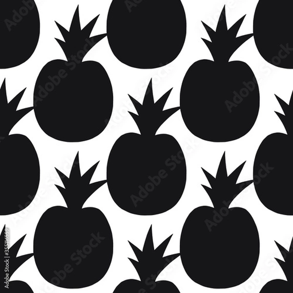 Fototapeta Fruit silhouette isolated on white background seamless pattern. Repeating vector illustration.
