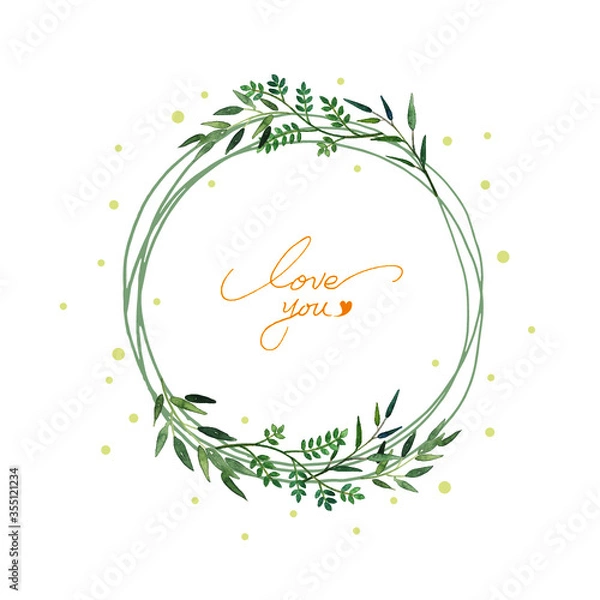 Obraz 나뭇잎 둥근 프레임, 둥근 나뭇잎 틀