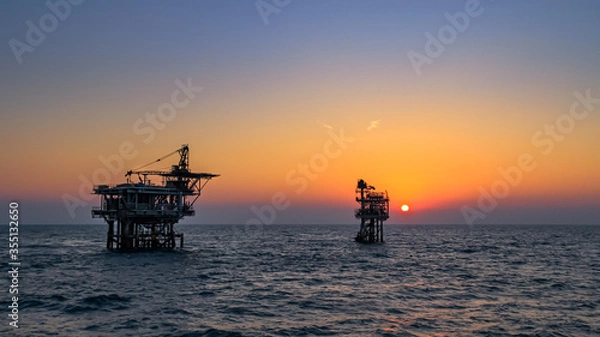 Obraz Sunset at Oil Field