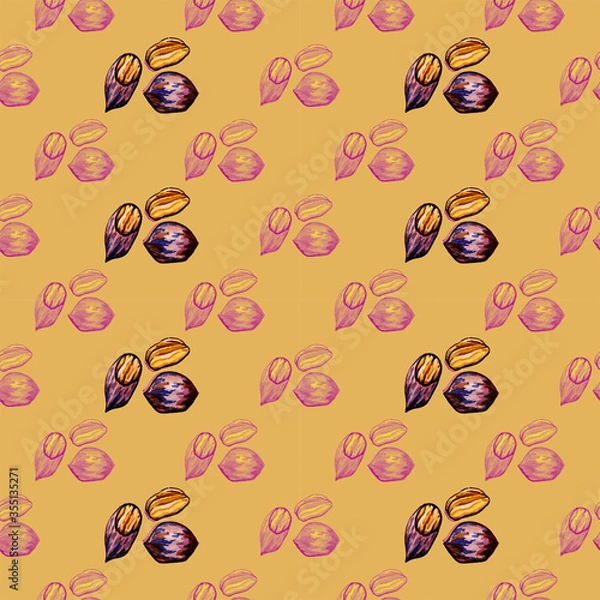 Fototapeta illustration set of nuts walnuts pistachios peanuts pecans