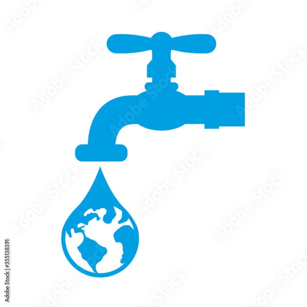 Fototapeta earth planet with water tap