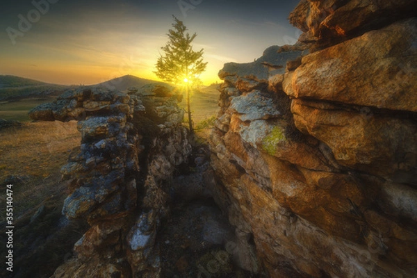 Obraz sunset in the mountains