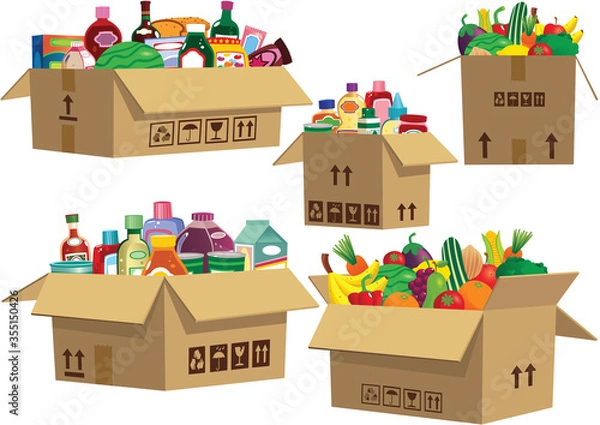 Fototapeta Goods in cardboard boxes